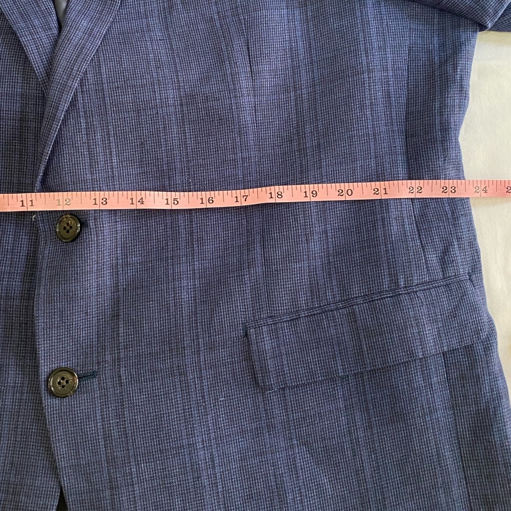 Lauren Ralph Lauren Blue Glen Plaid 100% Linen Spring Summer Blazer 46R - Picture 6 of 9